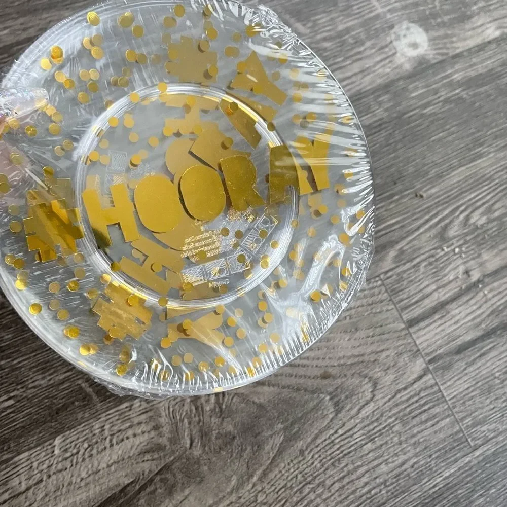2/$20 TARGET HOORAY confetti clear plastic party plates (4 pack) NWT